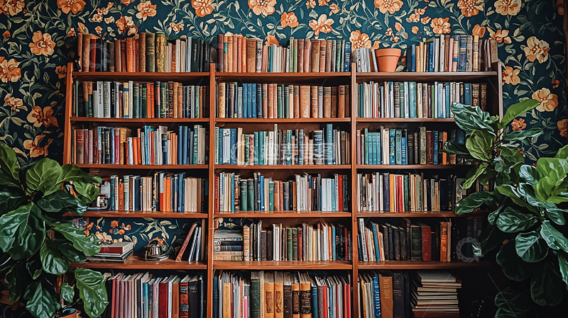 高清大图下载【趣麦麦图】书籍塞满的书架