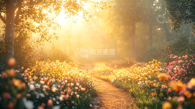 高清大图下载【趣麦麦图】清晨阳光森林小路
