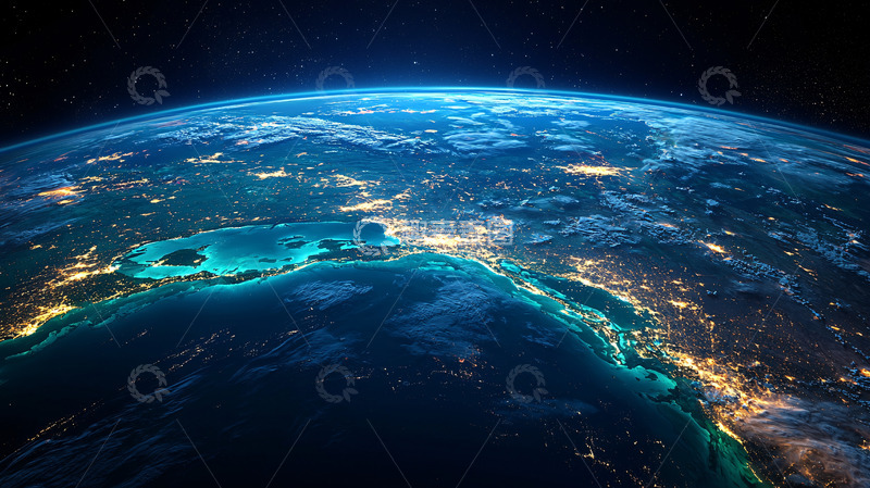 高清大图下载【趣麦麦图】太空视角下的地球夜景