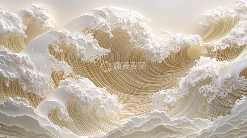 高清大图下载【趣麦麦图】白色海浪奶油质感