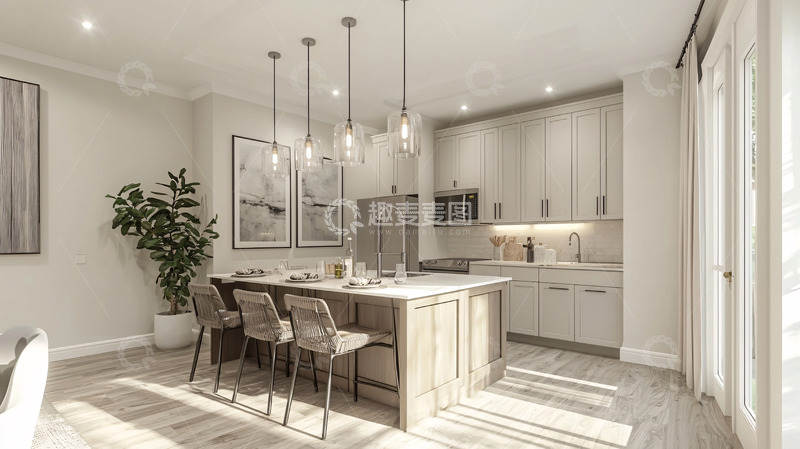 高清大图下载【趣麦麦图】现代简约开放式厨房