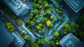 城市绿化鸟瞰图
