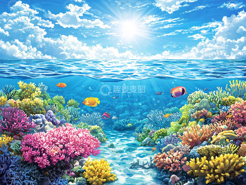 高清大图下载【趣麦麦图】阳光下的珊瑚海