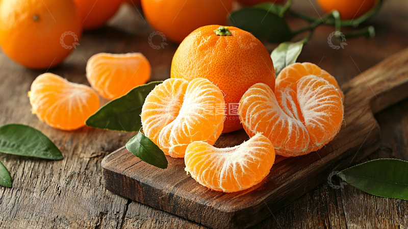 高清大图下载【趣麦麦图】新鲜柑橘切片木板