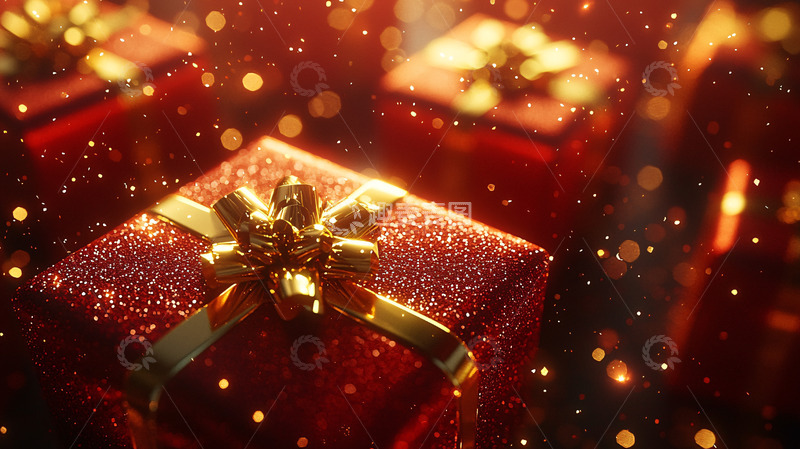 高清大图下载【趣麦麦图】闪耀的红色礼物盒