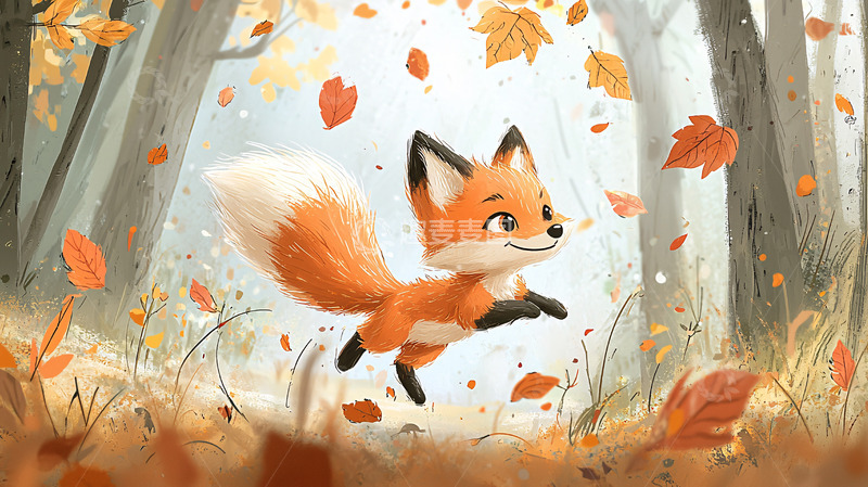 高清大图下载【趣麦麦图】秋天森林里的小狐狸