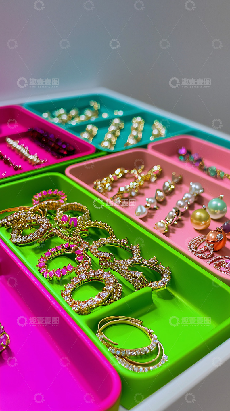高清大图下载【趣麦麦图】彩色收纳盒首饰