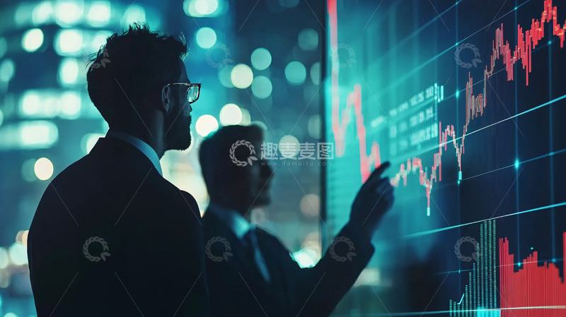 高清大图下载【趣麦麦图】夜晚都市金融人士数据分析