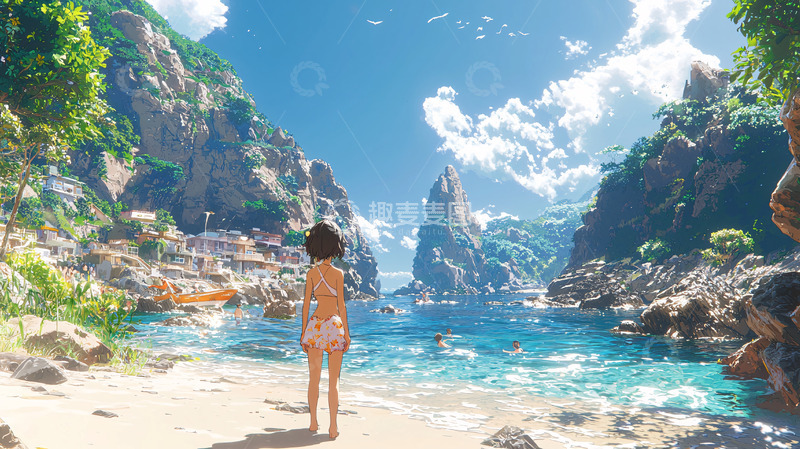 高清大图下载【趣麦麦图】阳光沙滩美女