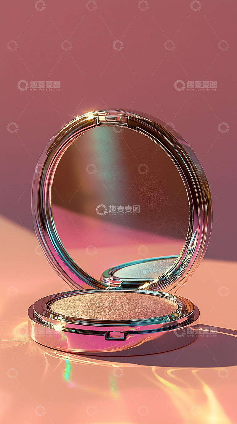 高清大图下载【趣麦麦图】粉色背景下的粉饼盒