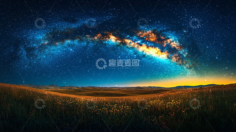 高清大图下载【趣麦麦图】星空下的麦田