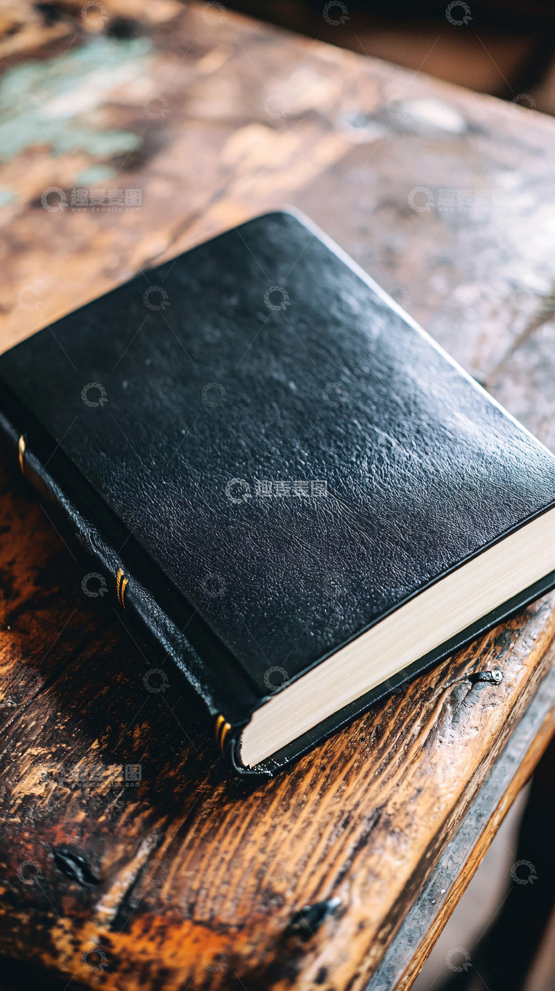 高清大图下载【趣麦麦图】黑色皮质书籍