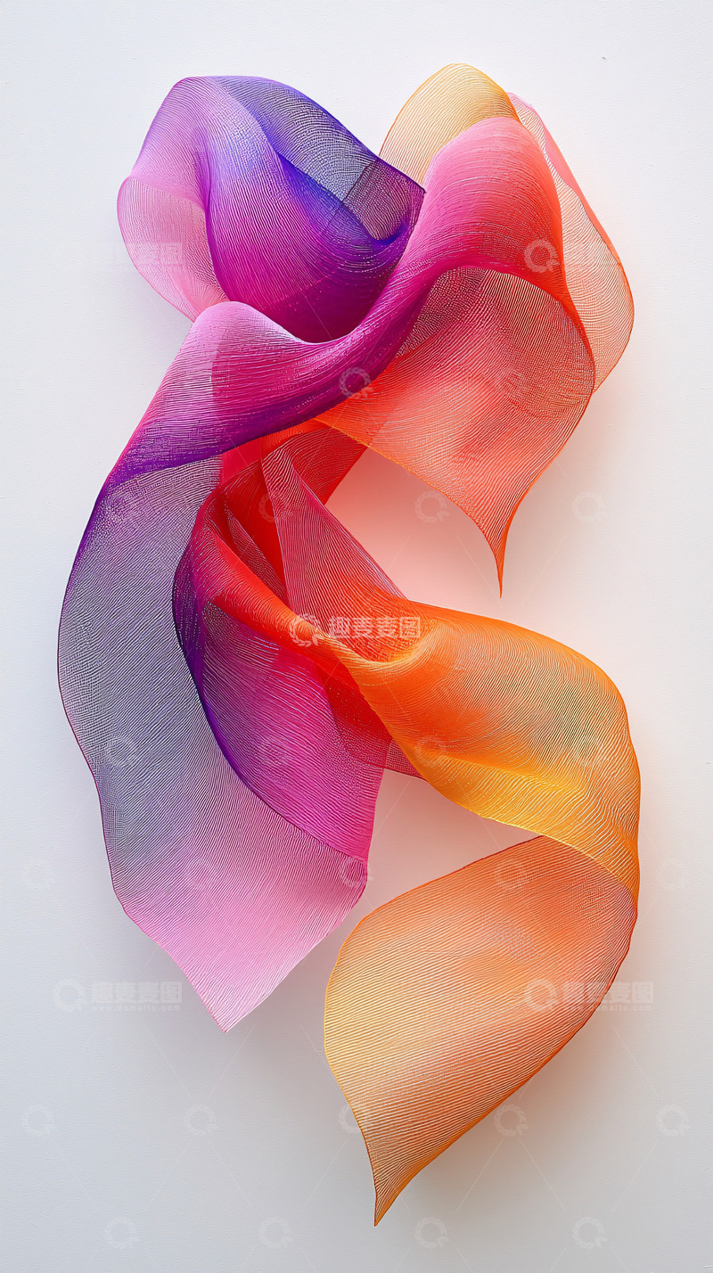 高清大图下载【趣麦麦图】渐变色丝绸飘带