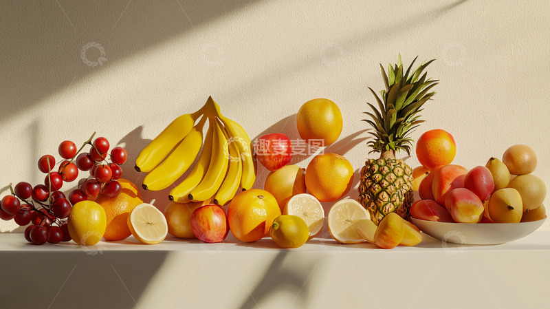 高清大图下载【趣麦麦图】阳光洒落的水果静物图