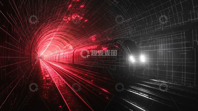 高清大图下载【趣麦麦图】未来科技感列车隧道