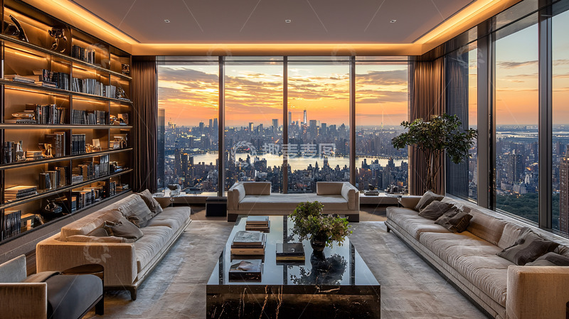 高清大图下载【趣麦麦图】豪华公寓日落景观