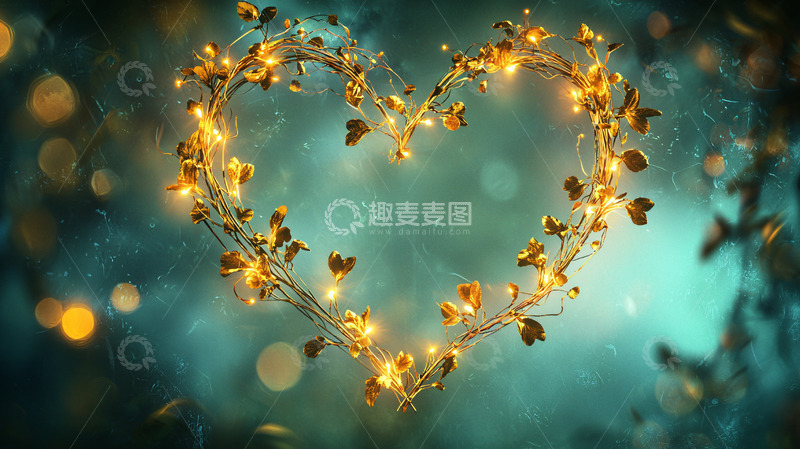 高清大图下载【趣麦麦图】闪亮心形藤蔓灯饰