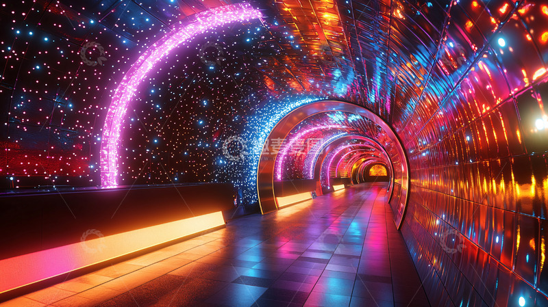 高清大图下载【趣麦麦图】炫彩灯光隧道