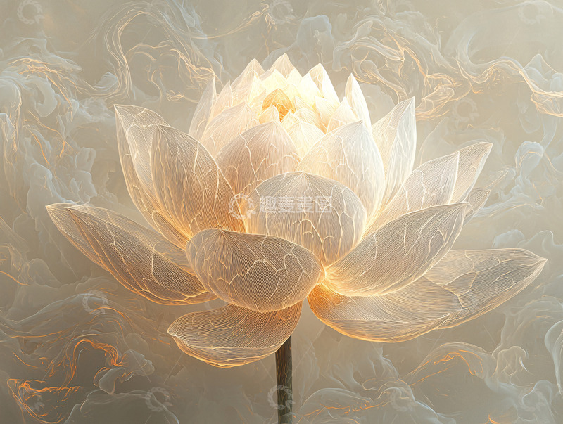 高清大图下载【趣麦麦图】轻盈剔透的白色莲花