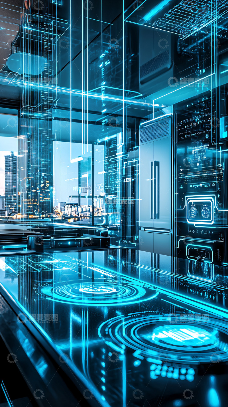 高清大图下载【趣麦麦图】未来科技感智能厨房