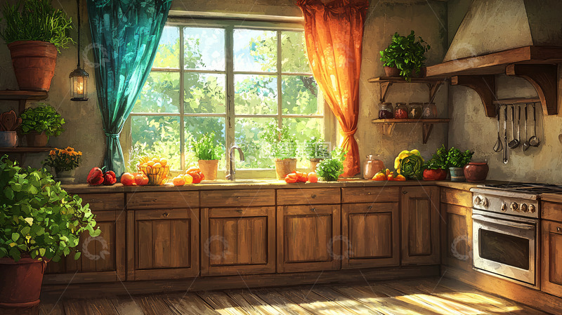 高清大图下载【趣麦麦图】阳光厨房