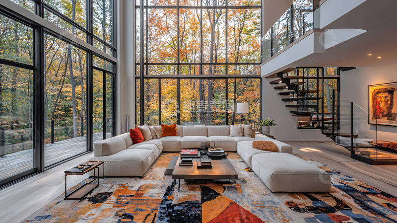 高清大图下载【趣麦麦图】现代简约客厅落地窗