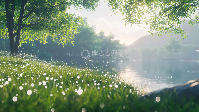 高清大图下载【趣麦麦图】清晨森林湖畔