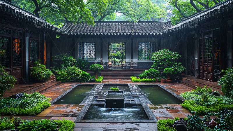 高清大图下载【趣麦麦图】江南庭院