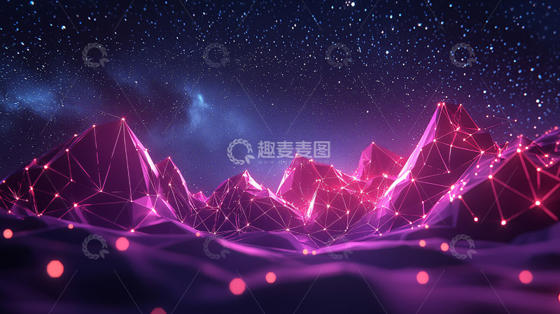 高清大图下载【趣麦麦图】粉色星空山脉