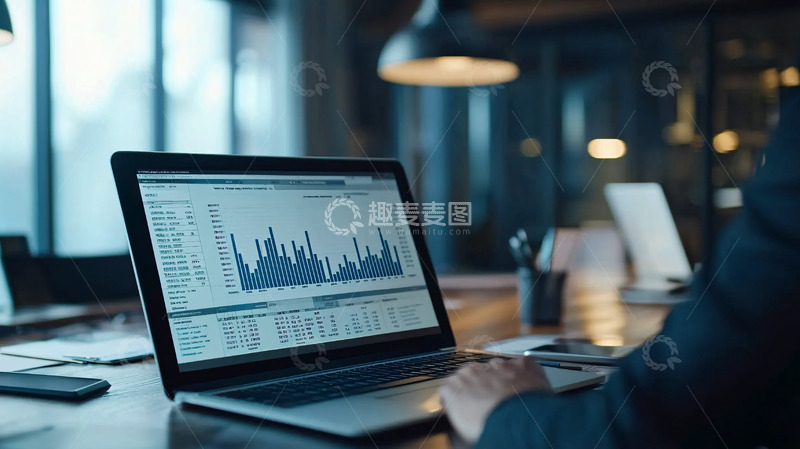 高清大图下载【趣麦麦图】办公室内笔记本电脑数据分析