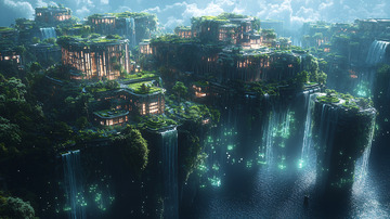 悬浮空中花园城市