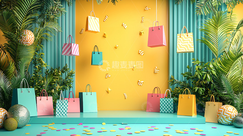 高清大图下载【趣麦麦图】热带风情购物背景