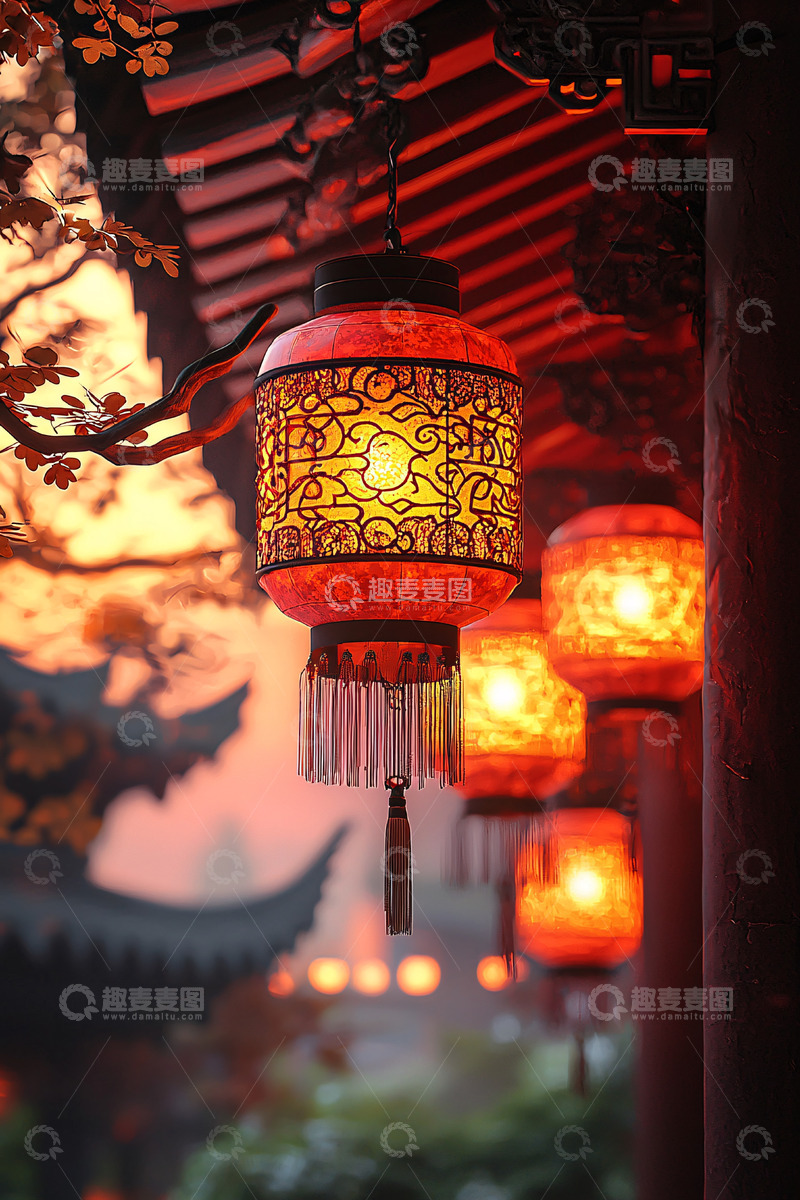 高清大图下载【趣麦麦图】红灯笼夜景