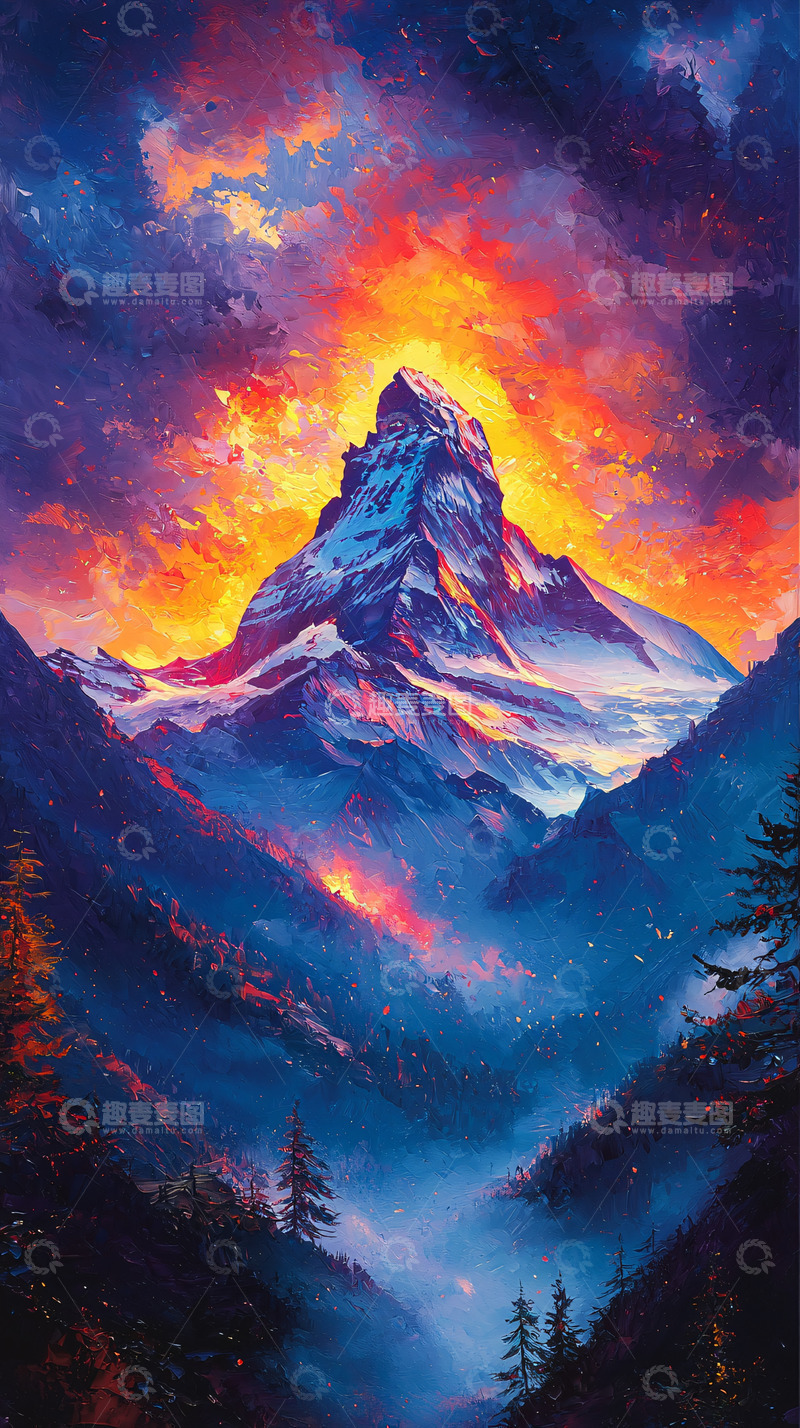 高清大图下载【趣麦麦图】火焰山峰雪景