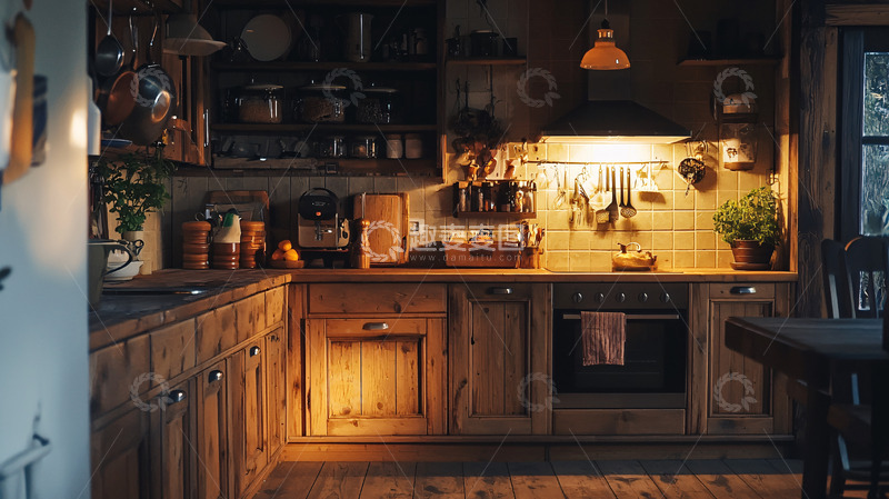 高清大图下载【趣麦麦图】原木厨房