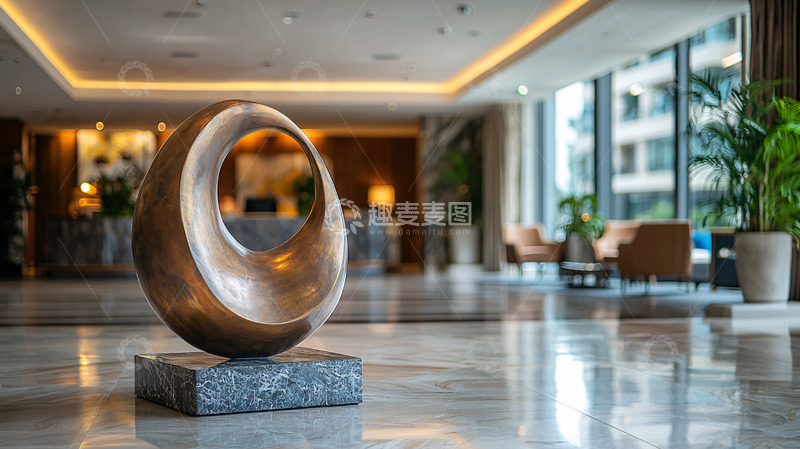 高清大图下载【趣麦麦图】现代酒店大堂雕塑
