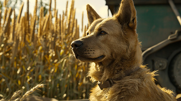 田园牧歌式金毛犬特写