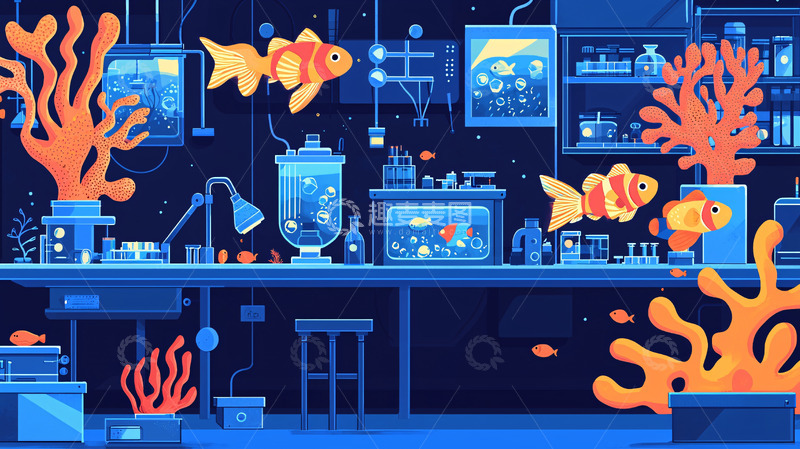高清大图下载【趣麦麦图】深海实验室鱼类研究