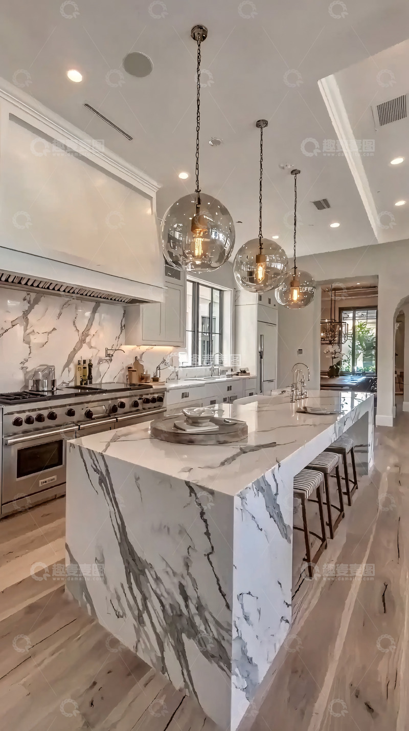 高清大图下载【趣麦麦图】现代简约大理石厨房