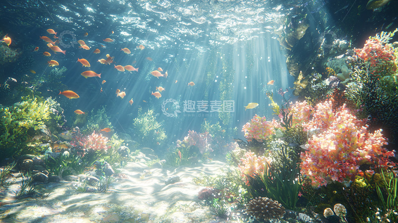 高清大图下载【趣麦麦图】阳光照射下的珊瑚礁