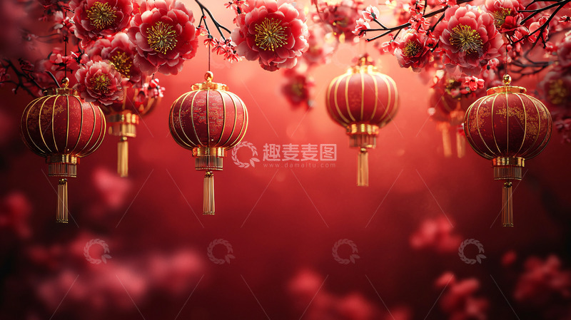 高清大图下载【趣麦麦图】红灯笼花朵背景图