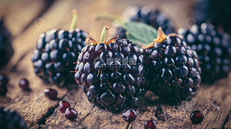 高清大图下载【趣麦麦图】木质桌面上新鲜黑莓