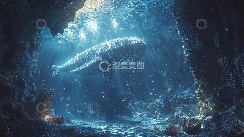 高清大图下载【趣麦麦图】深海巨鲸洞穴