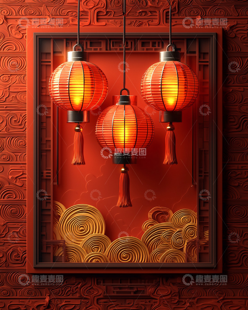 高清大图下载【趣麦麦图】喜庆红色灯笼挂饰