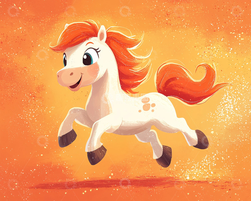 高清大图下载【趣麦麦图】奔跑的卡通小马驹