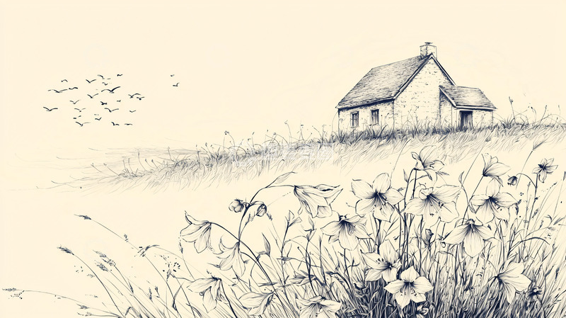 高清大图下载【趣麦麦图】田园风景素描