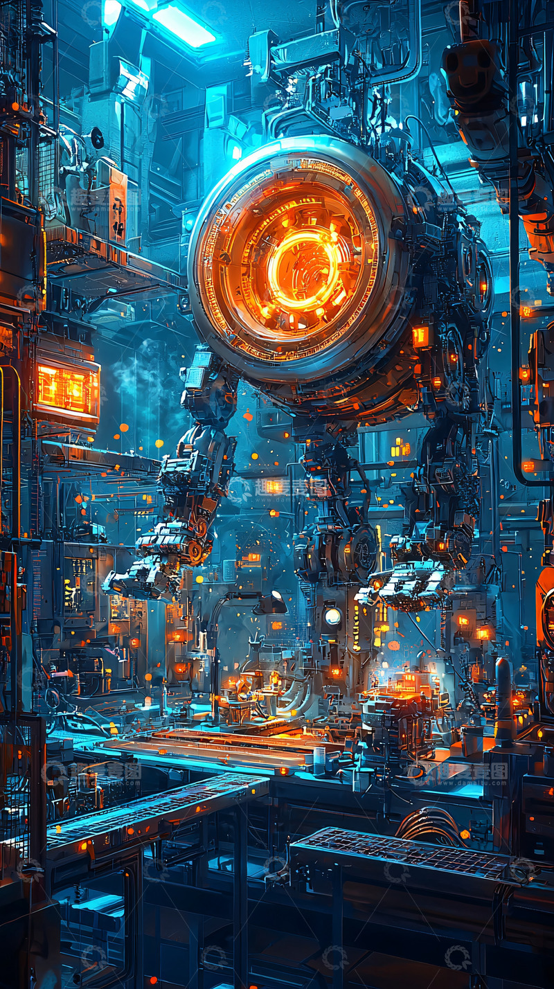 高清大图下载【趣麦麦图】未来科技感机械工厂