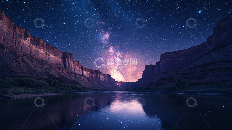 高清大图下载【趣麦麦图】星空峡谷倒影