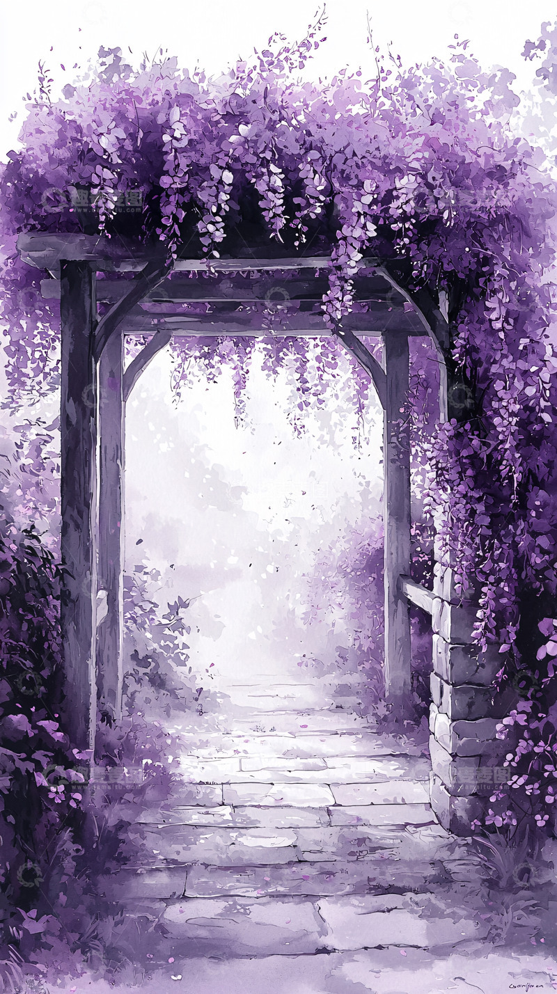 高清大图下载【趣麦麦图】-紫色藤蔓拱门
