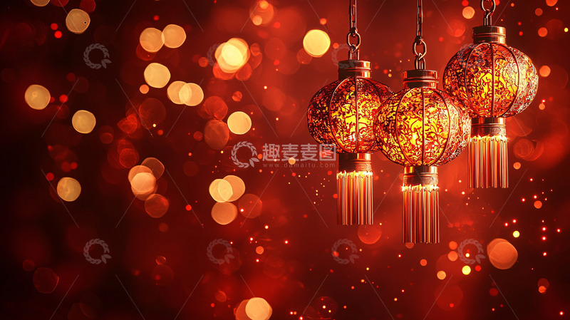 高清大图下载【趣麦麦图】红灯笼新年氛围图